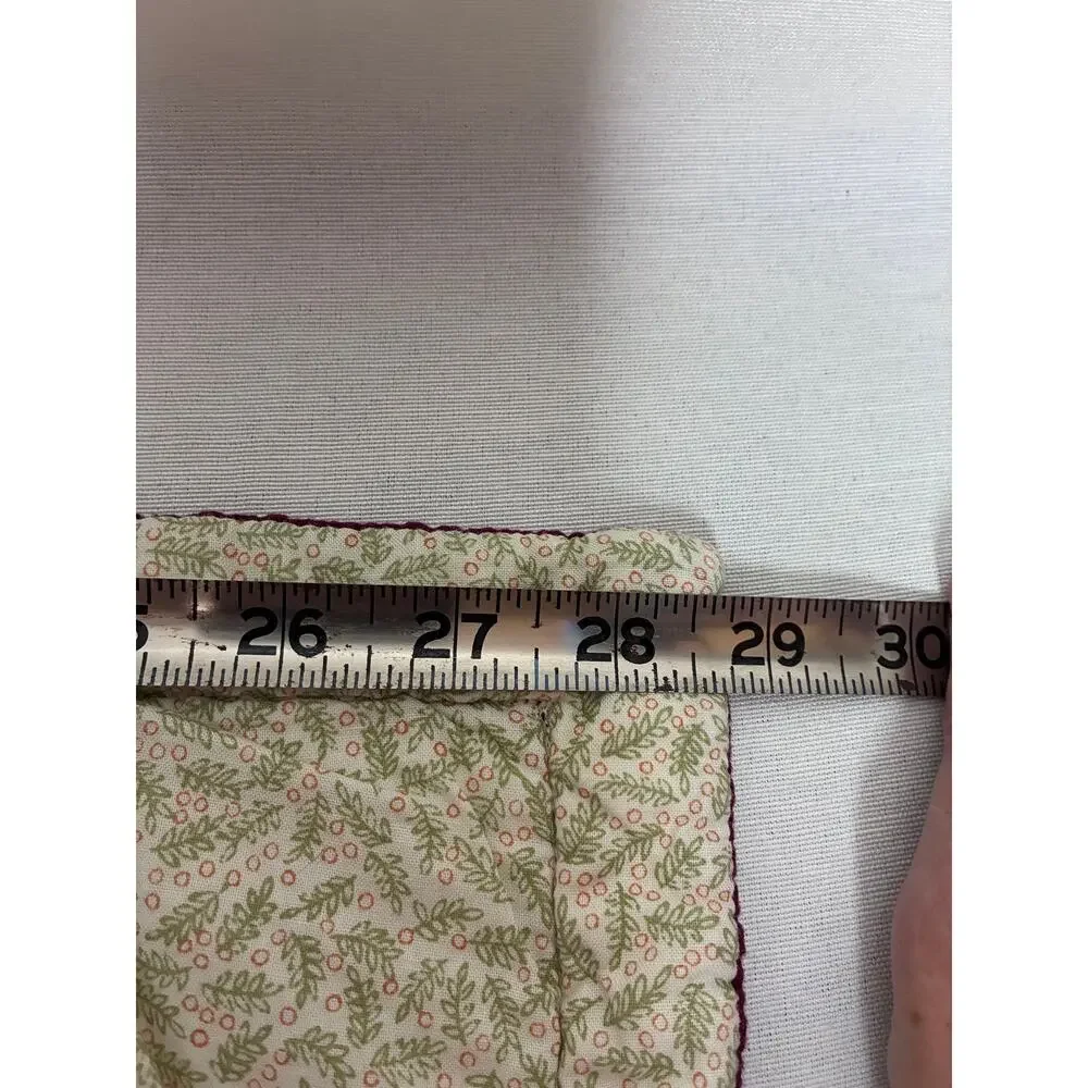 Vintage LL Bean Quilted Pillow Shams Set of 2 Sage Green Burgundy Floral Leaf